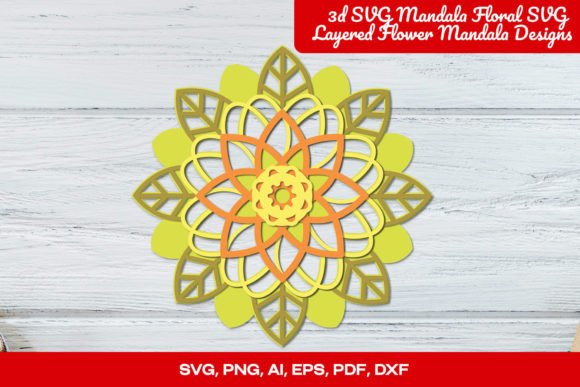 3D SVG Mandala Floral Layered Design