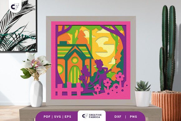 Blooming Garden 3D Shadow Box Paper Cut