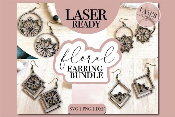 Boho Floral Laser Earrings SVG Bundle