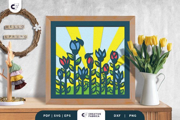 Bug Floral Meadow 3D Shadow Box