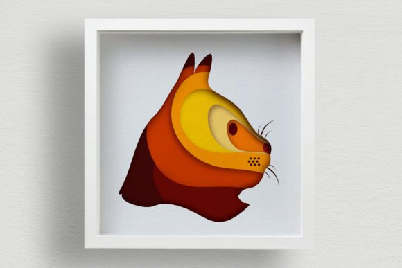 Cat Shadow Box SVG, 3D Mandala