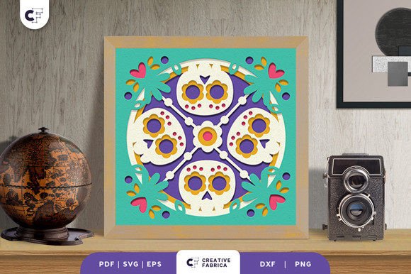 Day of the Dead Skull 3D Shadow Box