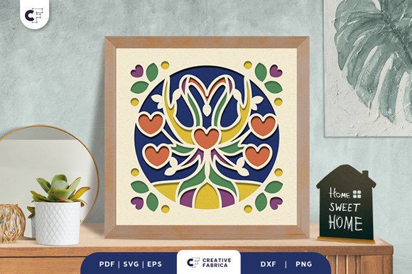 Family Tree 5 Members 3D Shadow Box SVG