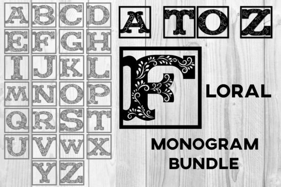 Fancy Floral 26 Alphabet Monogram Bundle