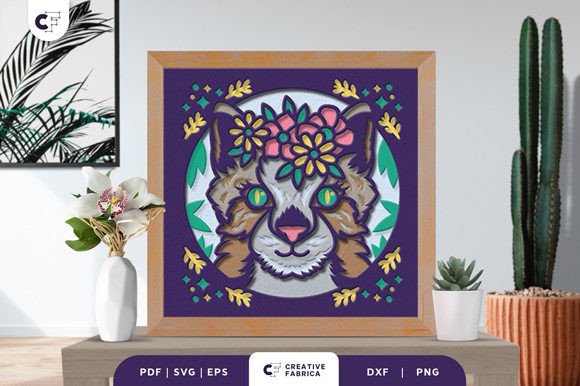 Floral Animal Head 3D Shadow Box Paper