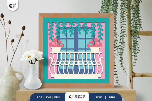 Floral Balcony 3D Layered Paper Cut