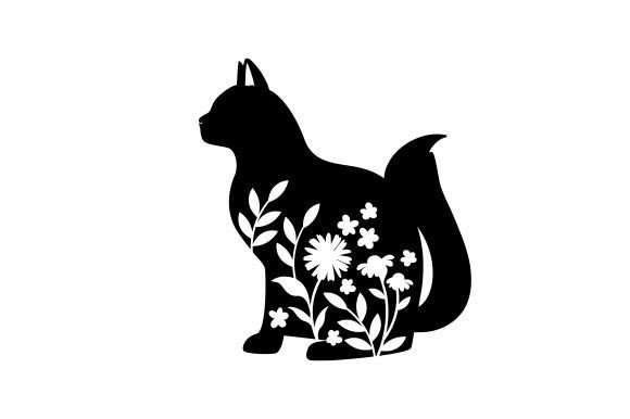 Floral Cat Silhouette