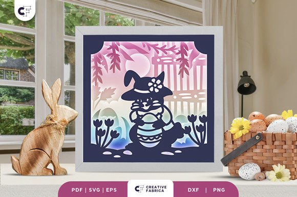 Floral Easter Bunny 3D Layered Paper Cut