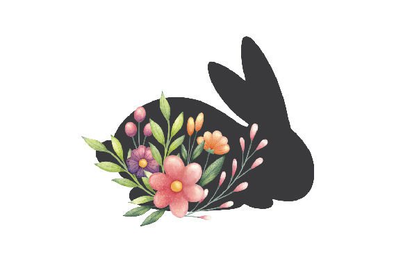 Floral Easter Bunny, Watercolor