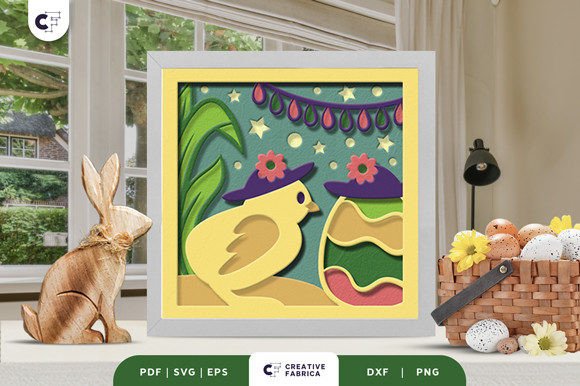 Floral Easter Chick 3D Shadow Box