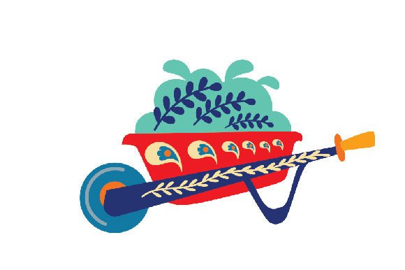 Floral Folk Art Wheelbarrow