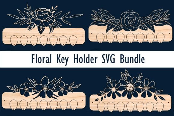Floral Key Holder Laser Cut SVG Bundle