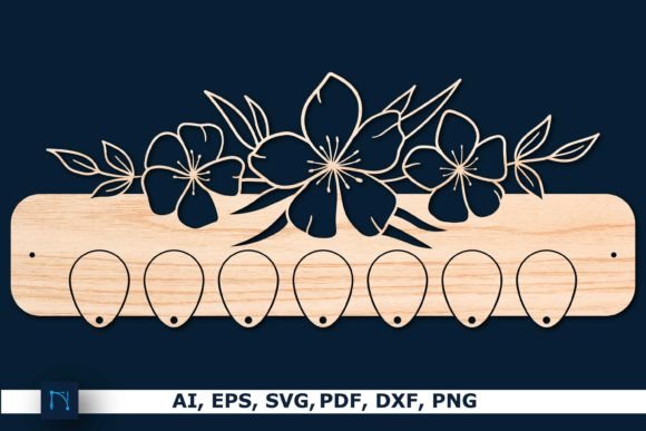 Floral Key Holder Laser Cut Template SVG