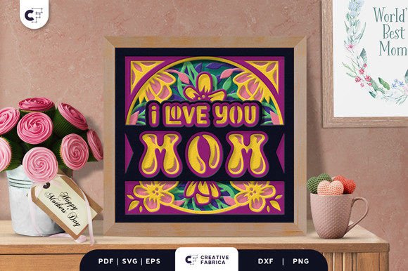 Floral Mom 3D Shadow Box Paper Cut