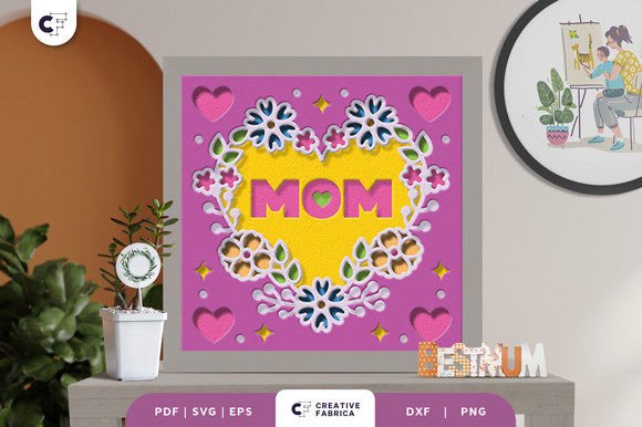Floral Mum 3D Shadow Box Paper Cut