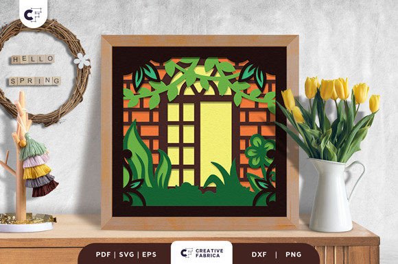 Floral Spring Window 3D Shadow Box