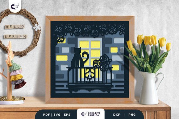 Floral Spring Window Shadow Box SVG