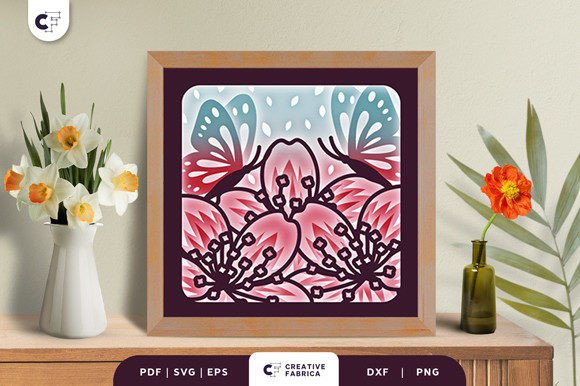 Flower and Butterflies 3D Paper Cut