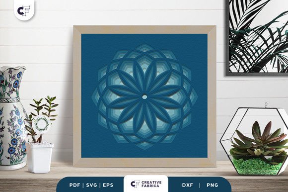 Flower Geometric Shape 3D Light Box SVG