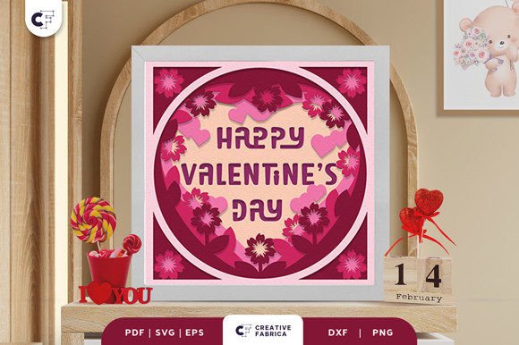 Happy Valentine’s Day 3D Paper Cut SVG