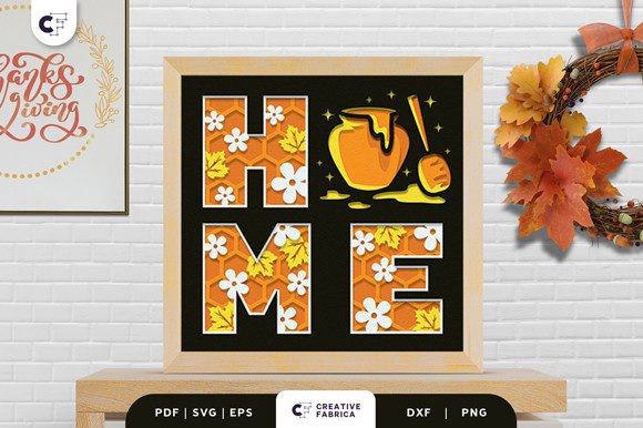 Honey Jar HOME 3D Light Box SVG