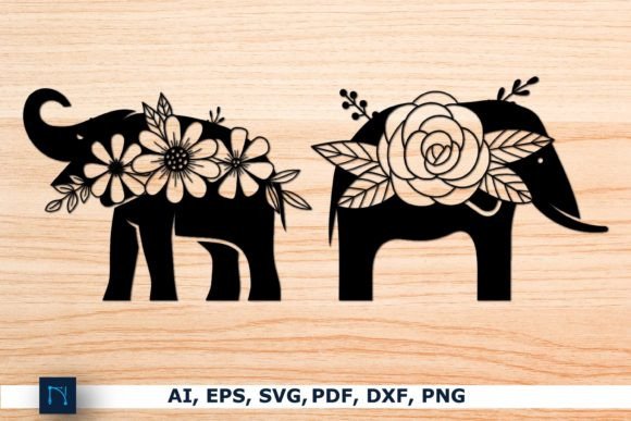 Laser Paper Cut Floral Elephant Bundle