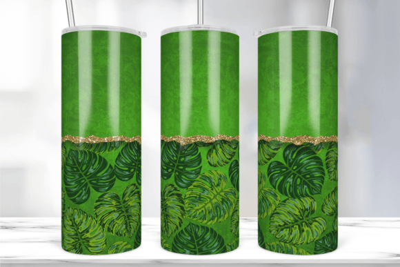 Monstera Leaf Green Flower Tumbler Wrap