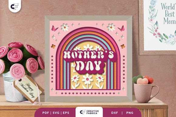Mother’s Day Groovy Rainbow 3D Paper Cut