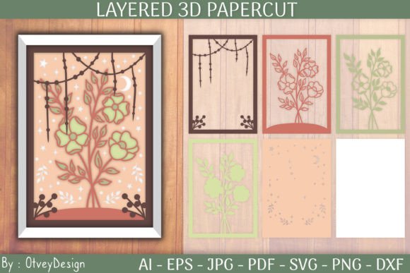 Mystical Floral 3D Layered Papercut