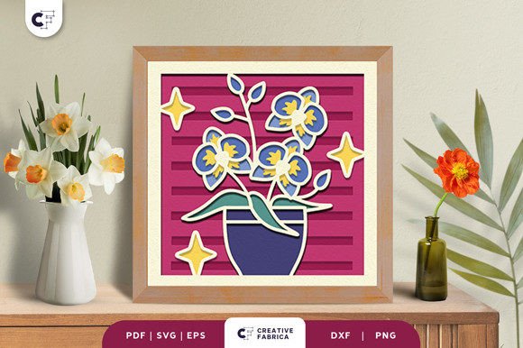 Orchid in a Pot 3D Shadow Box Paper Cut
