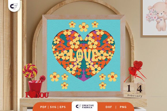 Retro LOVE 3D Paper Cutting SVG