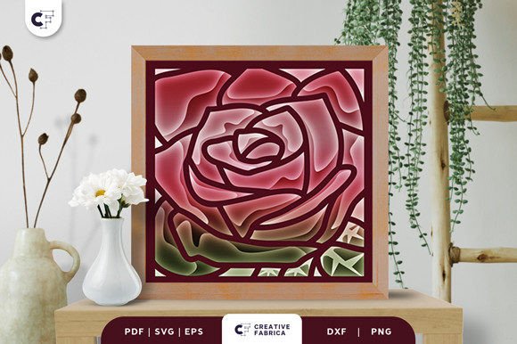 Roses Silhouette 3D Shadow Box Papercut