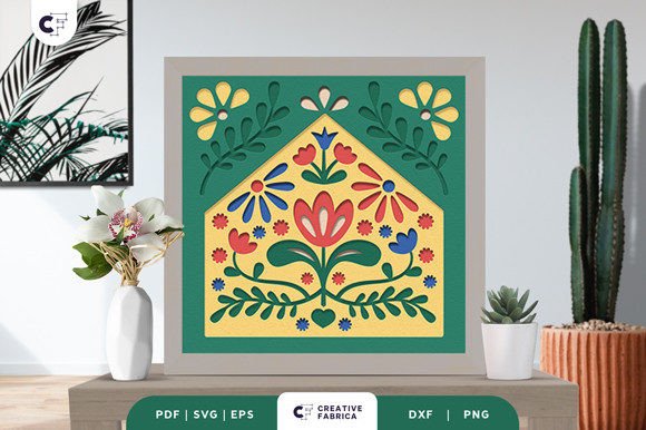 Spring Folk Art 3D Light Box Paper Cut