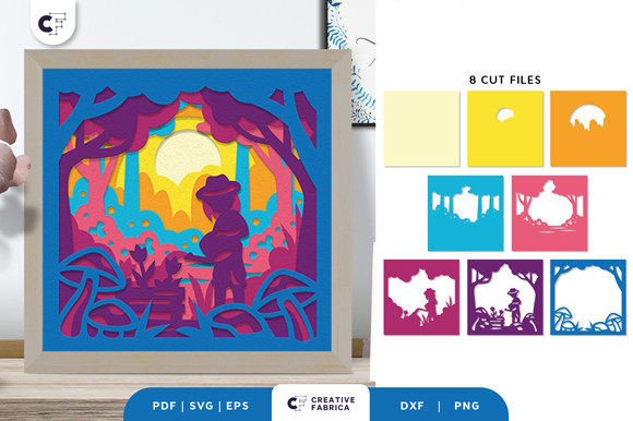 Spring Garden 3D Shadow Box Paper Cut