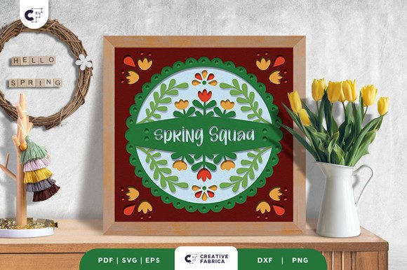 Spring Squad 3D Shadow Box Paper Cut SVG
