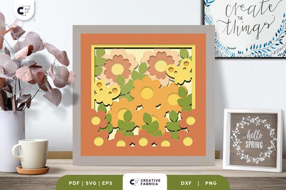 Spring Wildflowers Shadow Box Paper Cut