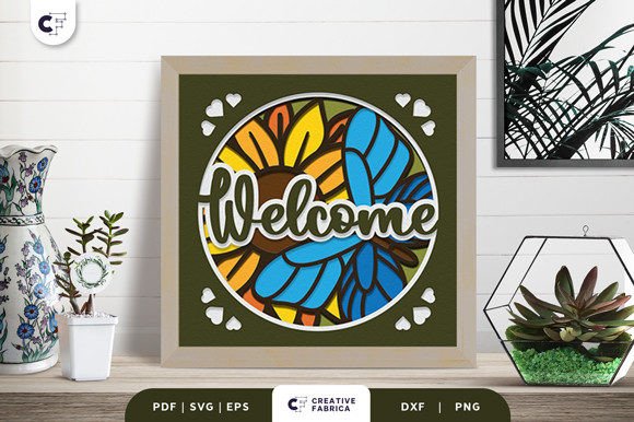 Welcome Home 3D Shadow Box SVG