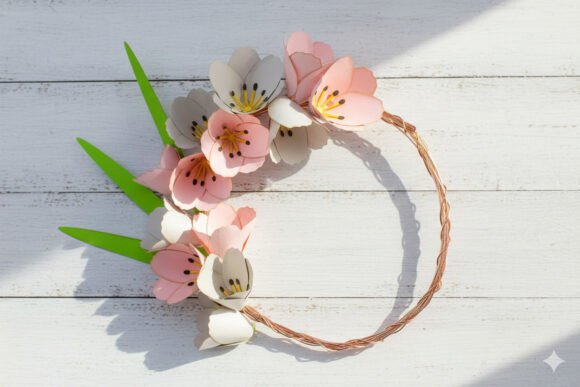 White and Pink Tulips Wreath