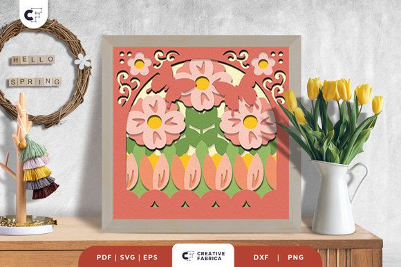 Wildlfowers 3D Shadow Box SVG